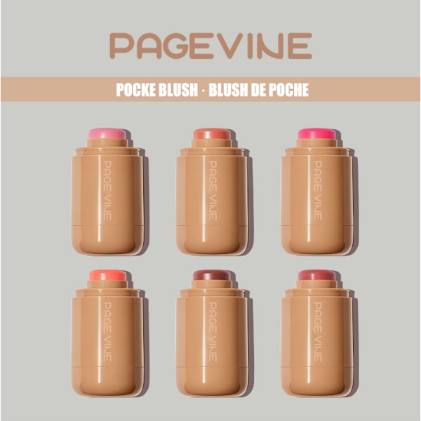 PAGE VINE Pocket Blush Stick 6 färger läpp- och kindvattenljusstick highlighter lyser upp naturlig vattenljushud 06-tosated teddy