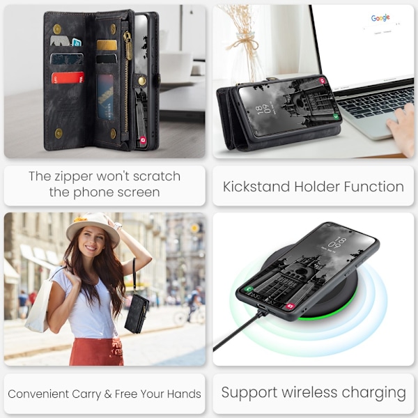 CaseMe Multi-Slot 2 i 1 Wallet Case Galaxy S25 Sort