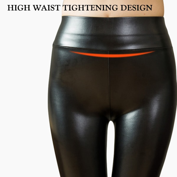 Dam PU-läderleggings Sexiga svarta byxor Elastiska Skinny Tights XL XL
