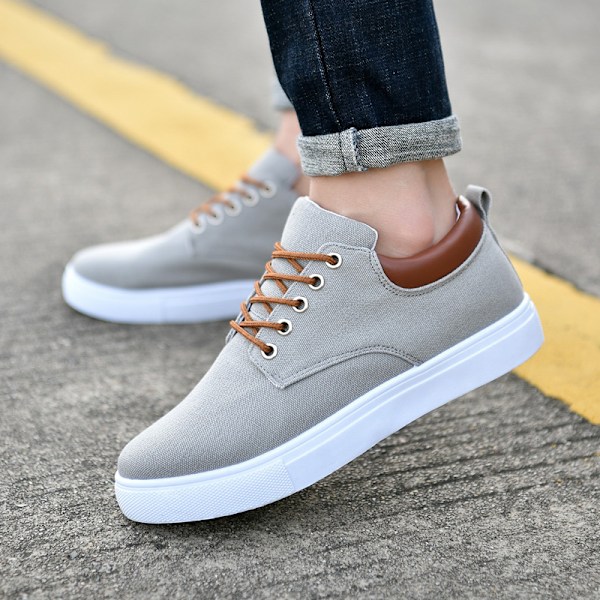 Canvas Sneakers Koreansk Stil Herre Allround Casual Sko Trendy Oversize Sneakers Til Mænd Grå Gray Gray 45