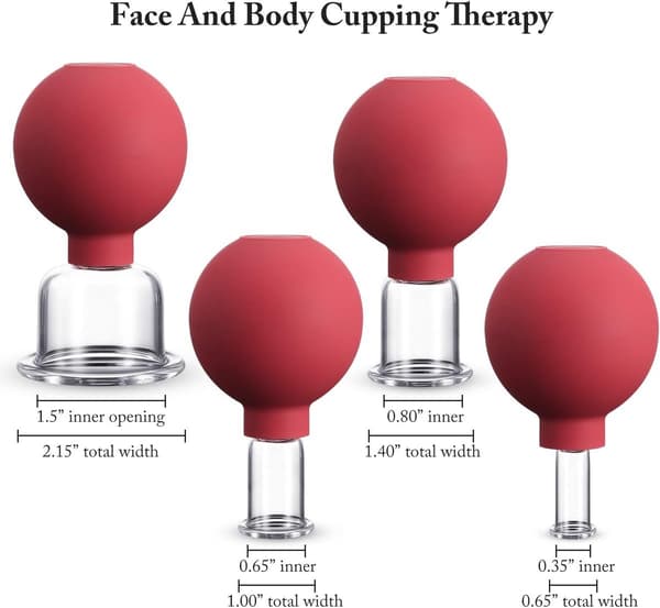 4-delt Cupping Sæt - Silikone Ansigtskopper - Cellulite Kopper - Glas Ansigts Cupping Sæt