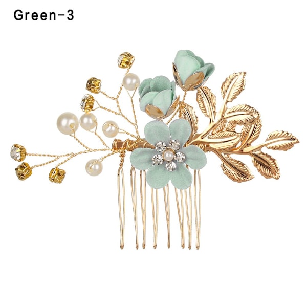 Hårkam Blomst Hårnål Brudeklemmer GRØN 3 grøn green 3