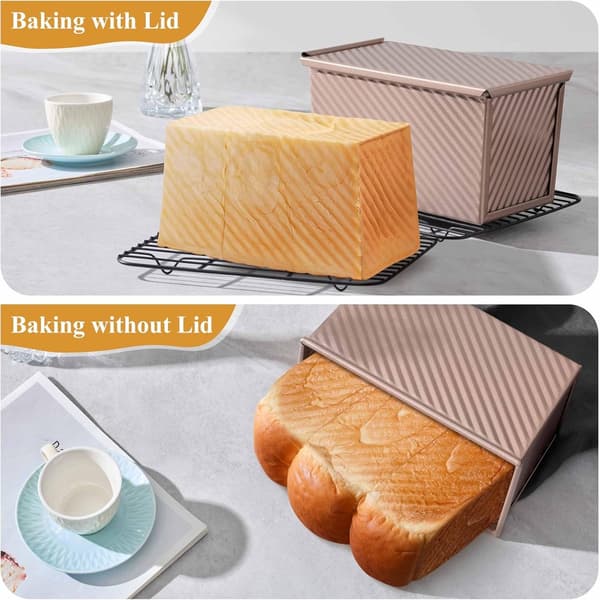 2-pakning Pullman brødform med lokk - 450g brødbakeform - Non-stick