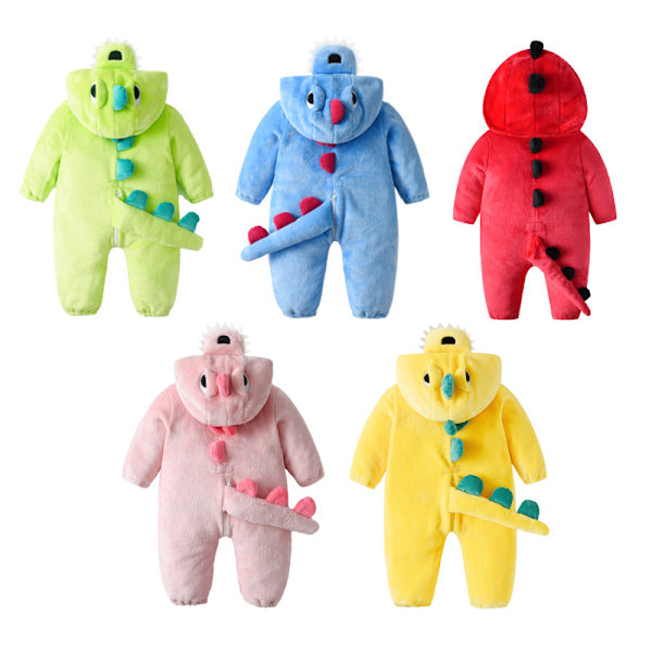 MJ51 Barneklær Ny Flanell Tynn Dinosaur Enlags Romper Jumpsuit H3306 Fire-breathing dragon 59cm