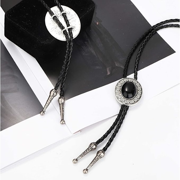 Bolo ties, herr och dam, handgjorda, cowboy, läderband, western, Native American, original, 101 cm