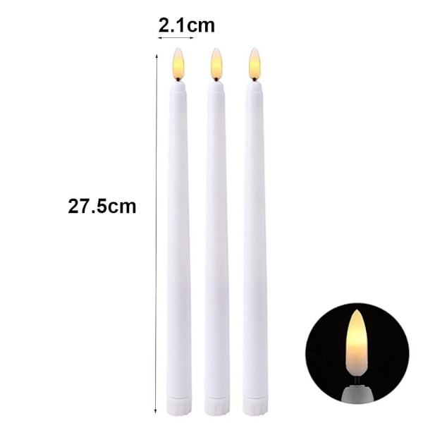 6 stk. Lange LED-Lys Flammeløse Lys SORTE Black