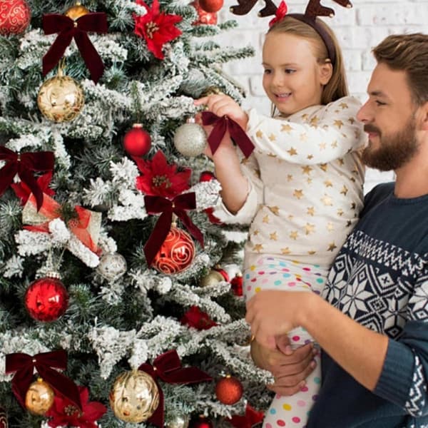 24 Stykker Julebuer i Fløjl - Glitter - Julepyntsbuer - Julepynt
