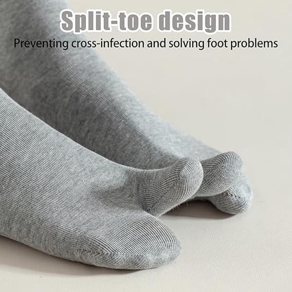 Flip Flop Sokker, 3 Par Split Tå Store Tå Sokker Til Sandaler, Unisex One Size, Sort Hvid Og Grå