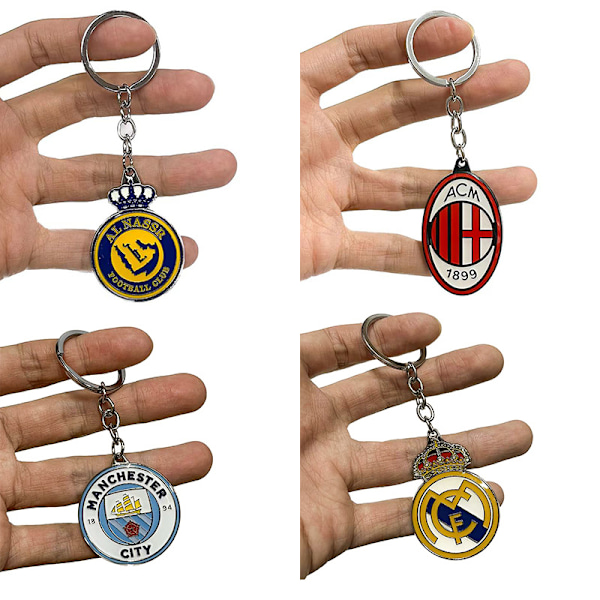 Real Madrid -logolla avaimenperä, metallista jalkapalloklubin logo