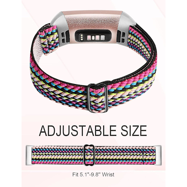 2 kpl joustavia rannekkeita, jotka ovat yhteensopivia Fitbit Charge 3/4 -rannekkeen kanssa - punotut joustavat nailon-urheilurannekkeet (naiset miehet)