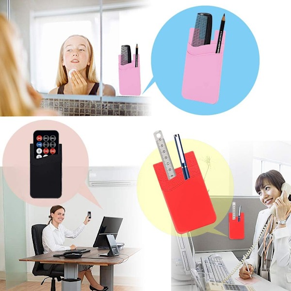 Rosa, Vit, Svart 3-pack Telefonkorthållare, Dubbel Silikon Telefonplånbok Självhäftande Kreditkorthållare Telefonficka för Nästan Alla Telefoner
