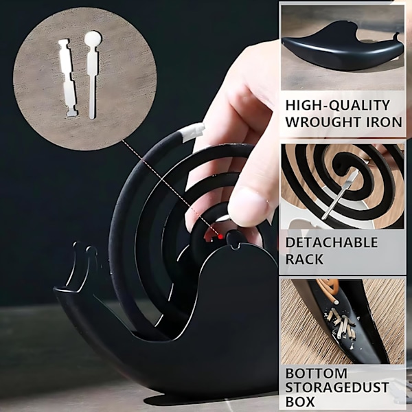 2 st Rökelsehållare, Myggspiralhållare, Snigel Rökelsebrännare Hållare, Myggspiralbrännare av Järnmaterial för Bordsdekorationer eller Presenter