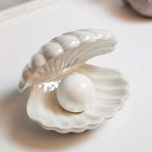 Seashell Pearl Light Accent -lamppu Yölamppu Helmi Seashell-koristeessa Keräilyesine Pöytä