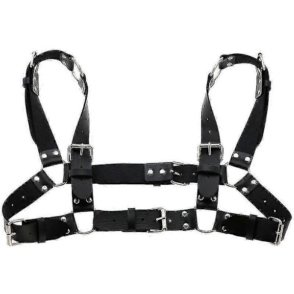 Kvinner Menn Sexy Punk Brystsele Justerbar Bur Metall Kroppskjede PU Lær Choker Statement Halskjede Party Clubwear G (Gul)