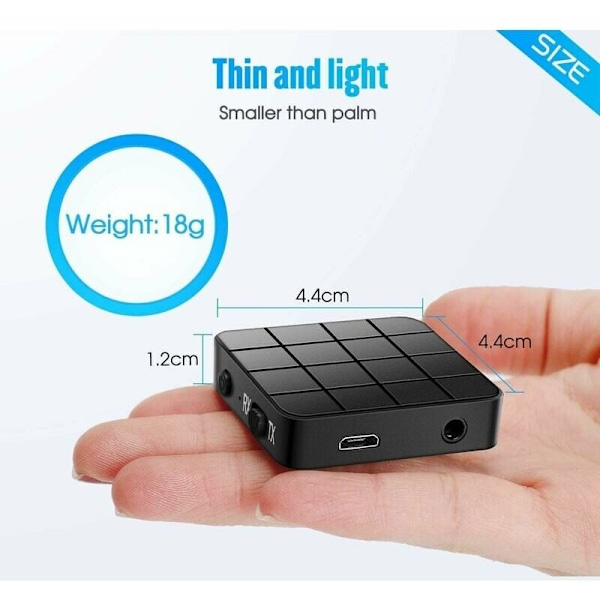 Bluetooth-sovitin, Bluetooth 5.0 -lähetin/vastaanotin, 2-in-1 Mini Kannettava