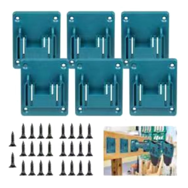 Set med 6 batterihållare för Makita-batterier: borr, väggfäste för Makita borrverktyg 14.4V 18V väggförvaring verktyg