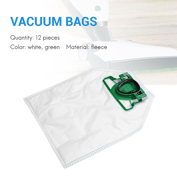 12-pakkaus pölynimuripusseja non-woven-kankaasta Vorwerk Kobold VK200/FP200 -pölynimureihin