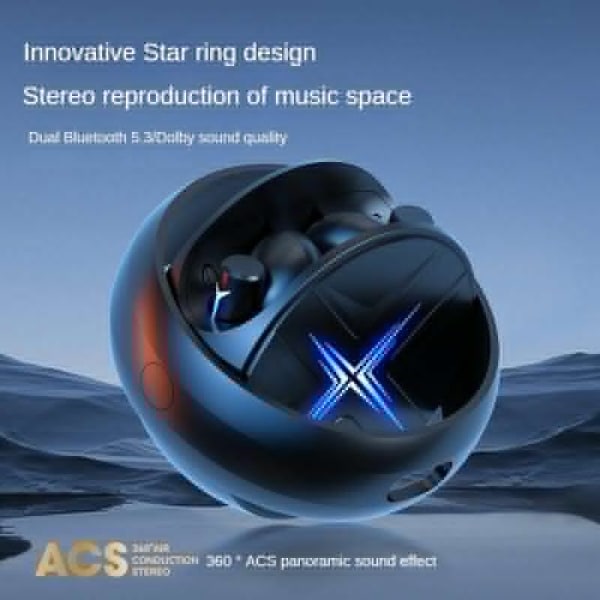 Bluetooth Headset Metal Headphone Game Star Ring Earbud för Android IOS Wireless Blue