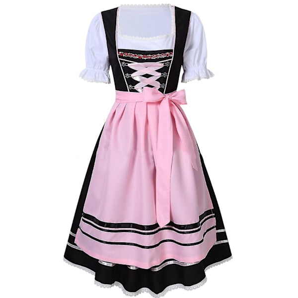 Tysk Oktoberfestdragt til kvinder - Traditionel bayersk ølkarneval Fraulein Cosplay Pige Kostume - Sort - Perfekt Sort Black M