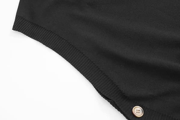 Dam Tröjväst V-ringad Ärmlös Pullover Tröja Stickad Västsida Knapp Asymmetrisk Ribbad Tanktopp