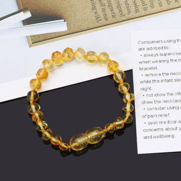 Naturligt Baltic Amber Armband för bitringar Baltic Amber Anklet Baby Bead Smycke null - C