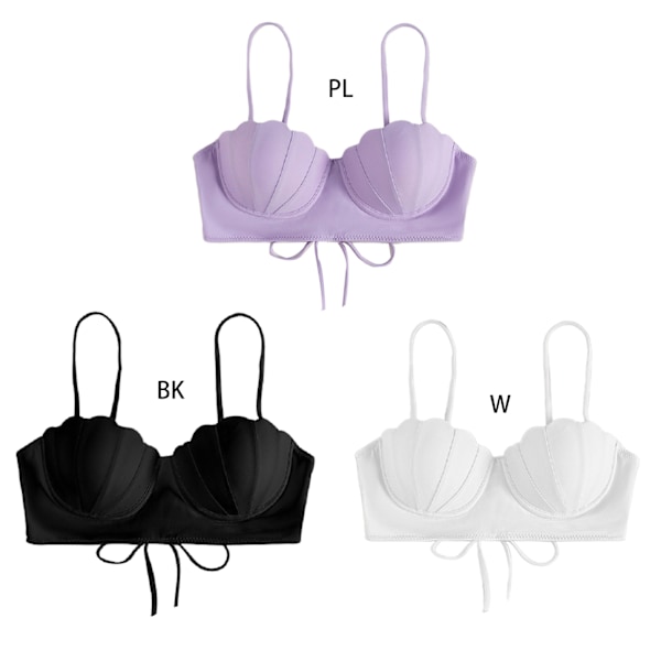 Dame Bikinitopp Push Up Wim Topp Bøyle Badedrakt Topp Vattert badedrakt kun Hvit White S