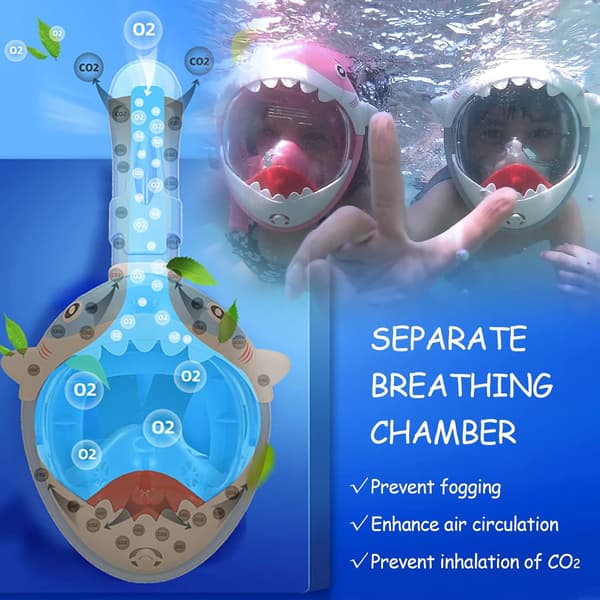 Snorkelmask för barn, dykmask, helmask för barn i åldern 4-12 år (grå) grå grey