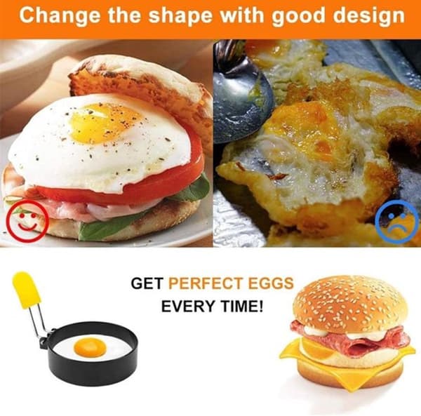 Eggeform - 4 stk - Rustfritt stål - Eggpannekake - Stekt eggeform - Eggering