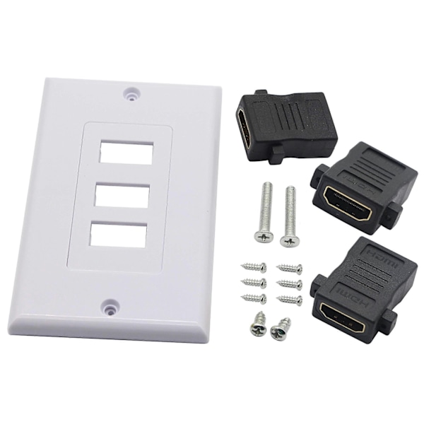 3-portars HDMI 2.0 väggplatta, HDMI-komponent, kompositljud, väggmontering, stöd för 4K 60Hz 1080P perfekt (3 HDMI) - Perfet