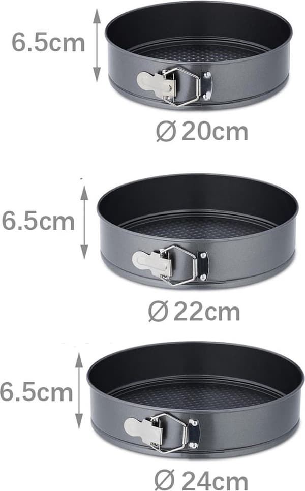 3-delt rundt springformssæt - Rund bageform - Kageform - Non-stick bageform