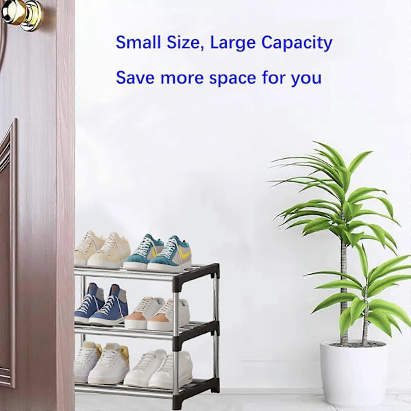 Small Shoe Rack, Stackable Shoe Rack 3 Tier, Shoe Storage, Lightweight Shoe Rack Stable Slim Shoe Shelf for Closet