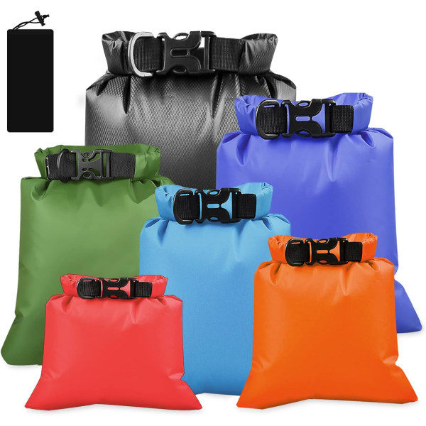 PCS Vattentät Torrdrybag, Lättvikts Torrdrybag Set om 1.5L, 2.5L, 3L, 3.5L, 5L, 8L Torrdrybag Kanotväskor för Båtliv/Resor/Rafting (Flerfärgad)