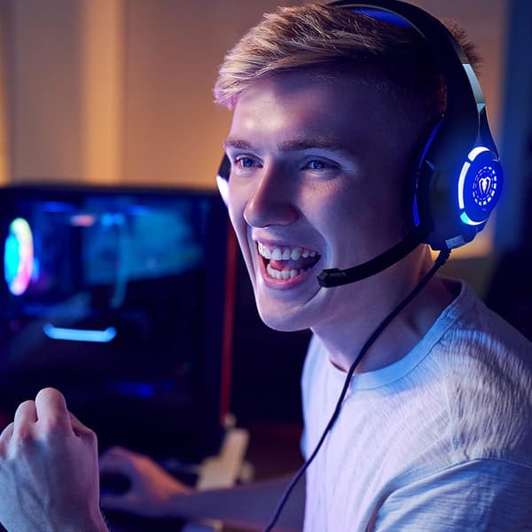Gaming headset til PS4 PS5 PC Xbox One Dyb bas med støjreduktion