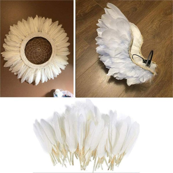 100 st/Set Gåsfjädrar Blandade Fjädrar VIT white