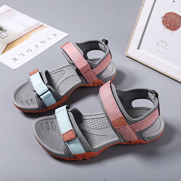 Dam Sport Sandaler Mode Platt Strandskor greyOrange 41
