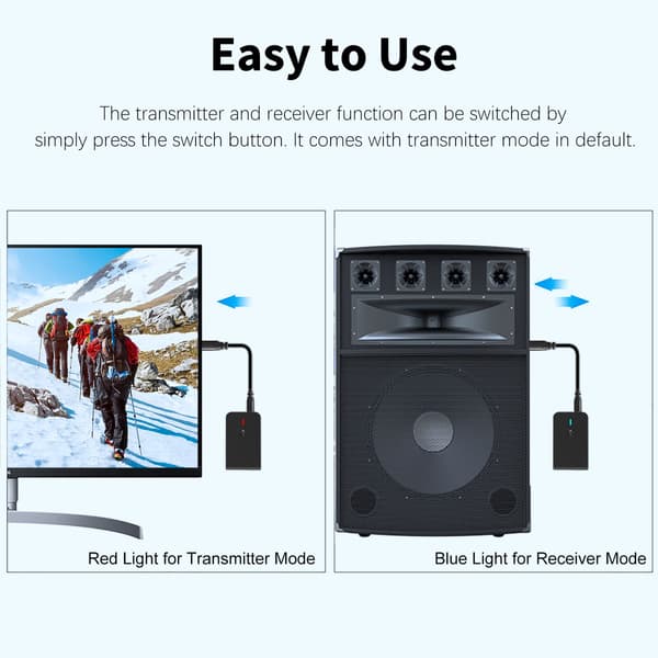 Bluetooth 5.0-sender/mottaker for TV til Bluetooth-hodetelefoner