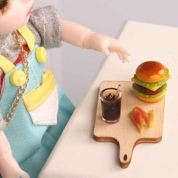 1:12 Miniatyr Dukkehus Hamburger Cola Kopp Pommes Frites Rask for Dol