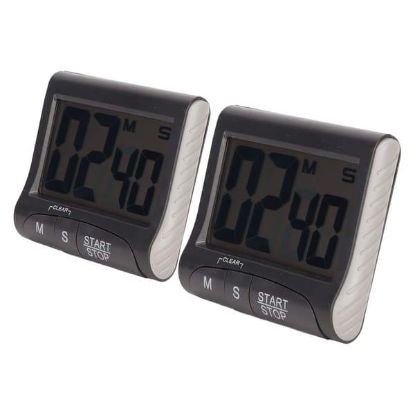 2 stk. digital timer Multifunksjonell magnetisk digital nedtellingstimer med stor digital skjerm for kontorkjøkken