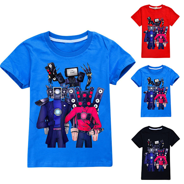 Barn Skibidi Toalett Speakerman Tryckt Pojkar Flickor Casual Kortärmad T-shirt Svart Black 120cm