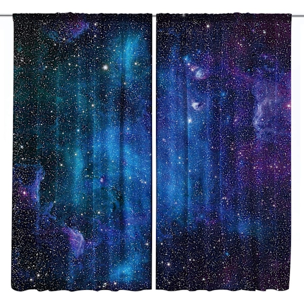 Barnegardiner Gutter Ytre Rom Stanglomme (2 Deler 150cm*180cm) Blå Planet Nebulosa Kosmisk Svart Psykedelisk