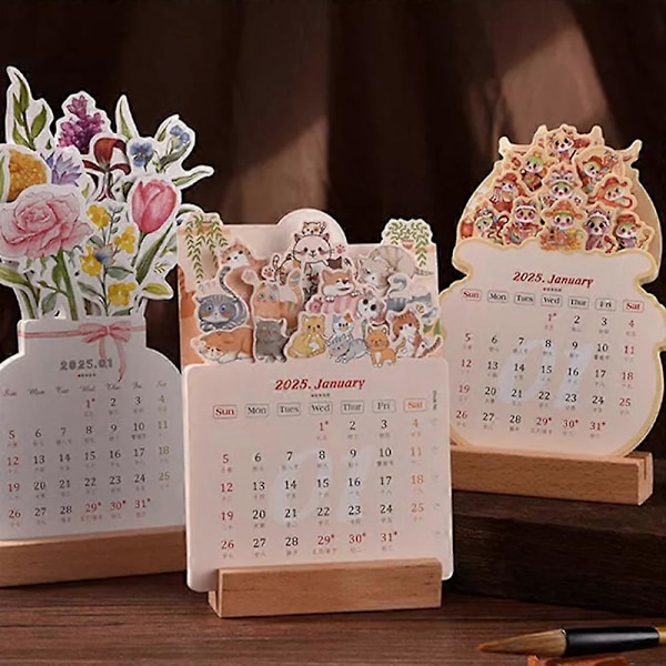 2025 Blomsterkalender til skrivebordet, 2025 Skrivebords kalender, 3D Lille Skrivebords kalender Full of blessings