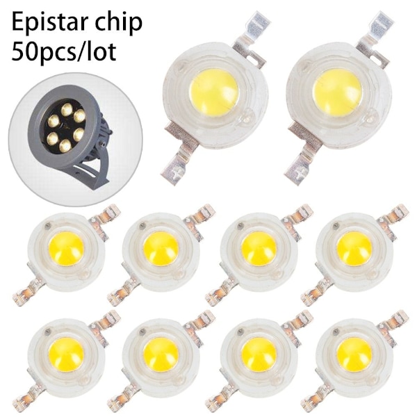50 stk LED-lampe perler 1W 2W 3W VARM HVID 2W 2W varm hvid warm white 2W-2W