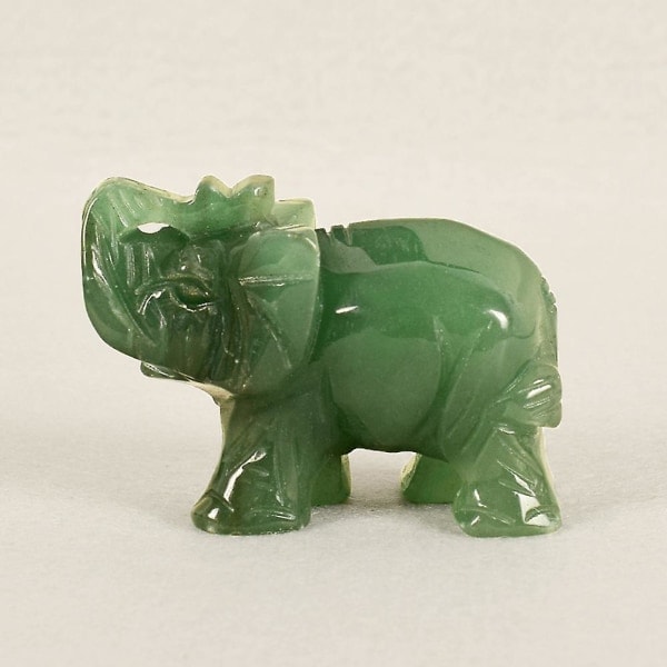 3,8 cm Håndlavet Kunstig Grøn Aventurin Jade Sten Elefant Statue Dekoration