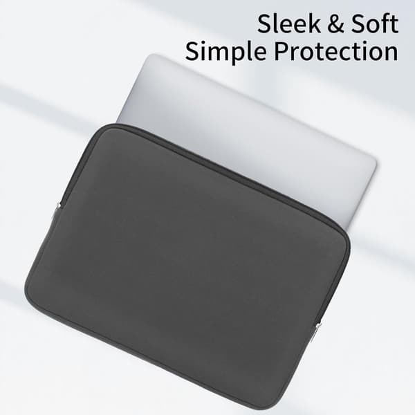 15,6-tommer laptop sleeve, polyester med EPE-polstring, ridse- og stødbeskyttelse, glat lynlås, til rejser og forretning, grå