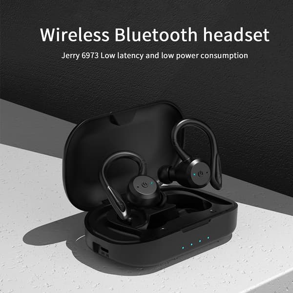 Støjreducerende Bluetooth-headset Trådløs In-ear Høj Effekt Sport Bluetooth-headset Mini Headset (Sort)