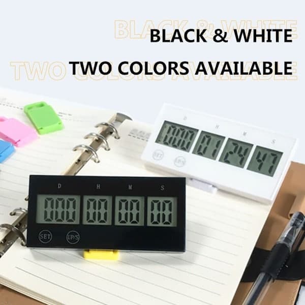 999 Dages Nedtællingsur Elektronisk Digital Timer SORT Sort Sort Black