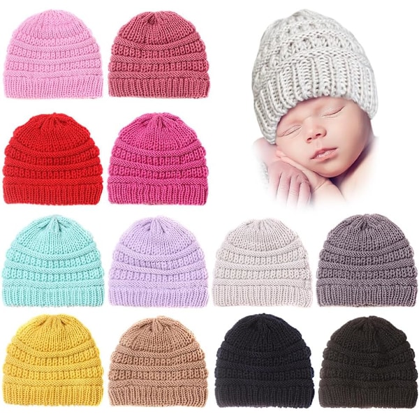 Unisex Baby Vinter Stickad Mössa, Mjuk Bomullsmössa för Pojkar och Flickor, Varm Skidmössa RED