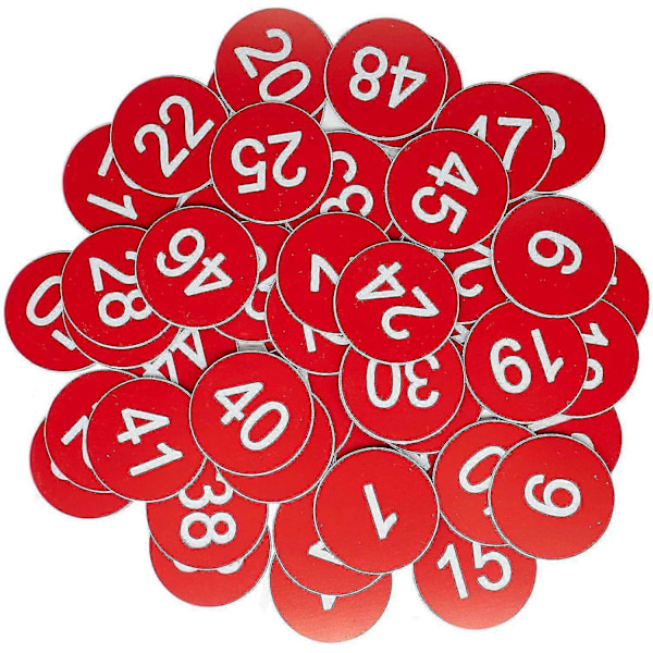 Muoviset numerolätkät, kaiverretut numeroidut lätkät, tunnistelätkät, avainlätkät ilman reikää - WELLNGS Punainen Red 301-500