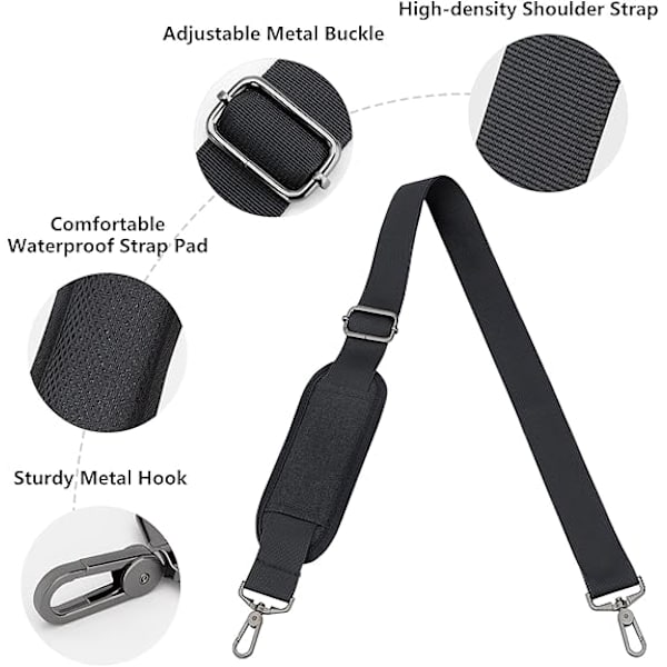 Shoulder Strap for Shoulder Bags — Adjustable, Soft, and Thickened Replacement Strap with Metal Hooks