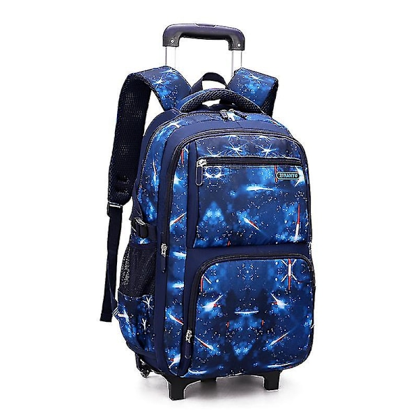 Koulukassi pyörillä Koululaukku pyörillä Kassi pyörillä Oppilaan käsikärryt poikille Matkakassit lounaskassin kanssa 2 wheels blue